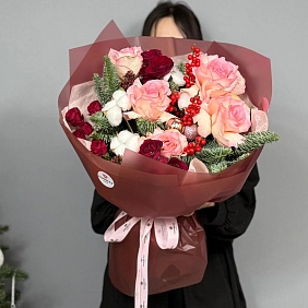 Зимний букет "Розовый лед"