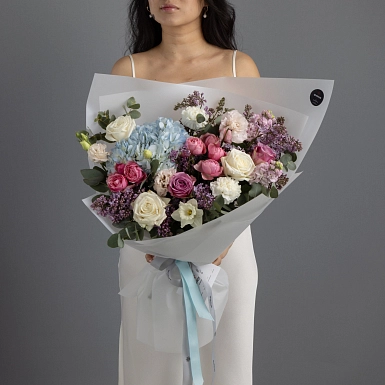 Букет из роз и сирени "Пение птиц" - фото 2