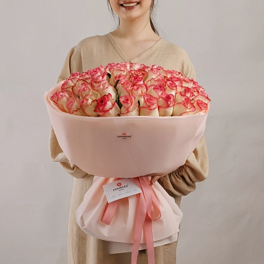 Букет из 51 нежно-розовых роз 50 см "Тянь-Шань" - фото 3