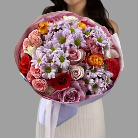 Букет из роз и хризантем "Амалия"