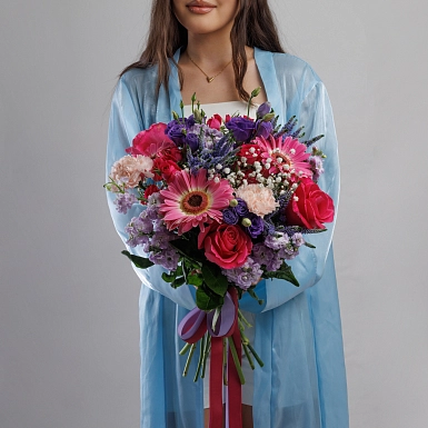 Букет из гербер и маттиолы "Жанар" - фото 3