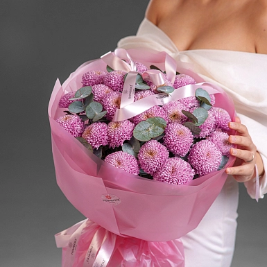 Букет из розовых хризантем Momoka 25 - фото 3