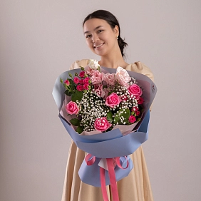 Илюстрация к Букет из роз и гипсофил "Darling" Букет из роз и гипсофил "Darling"