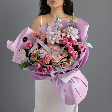 Букет из маттиолы и гортензии "Признание" - фото 3