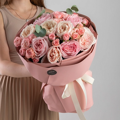 Букет из роз David Austin "Пионовидный оригами" - фото 4