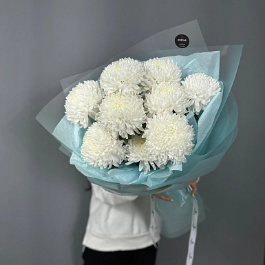 Букет из 9 белых хризантем - фото 2