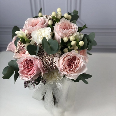 Букет невесты из пионовидных роз "Мирабель" - фото 2