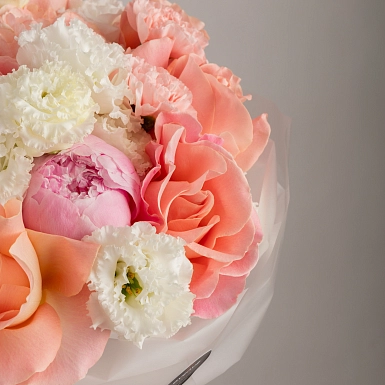 Букет с пионами "Персиковый вкус" - фото 5