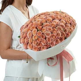 Букет из 101 капучино розы 50 см "Тянь-Шань"