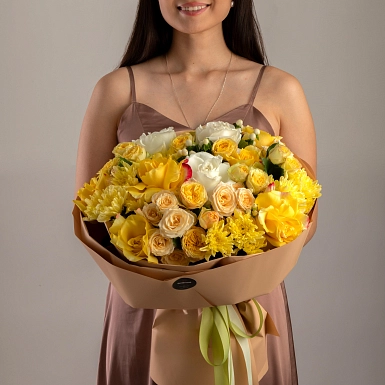 Букет с хризантемами "Yellow" - фото 3