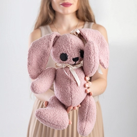 Мягкая игрушка ручной работы "Зайчик розовый"