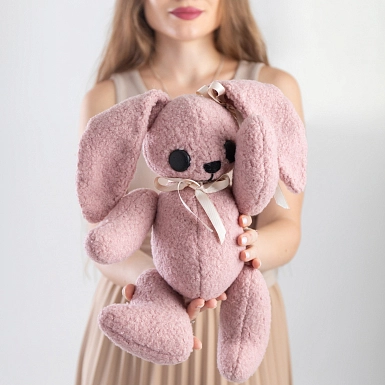 Мягкая игрушка ручной работы "Зайчик розовый" - фото 1