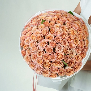 Букет из 101 капучино розы 50 см "Тянь-Шань" - фото 3