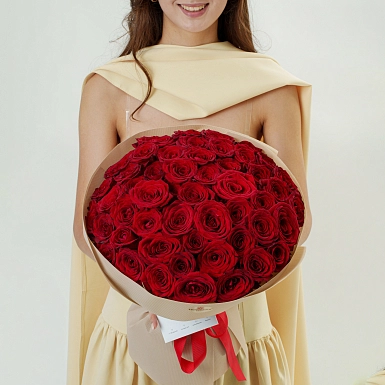 Букет из 51 красной розы 50 см "Тянь-Шань" - фото 2