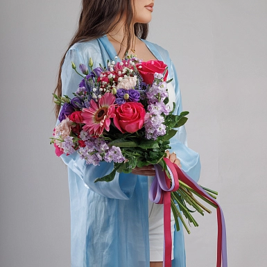 Букет из гербер и маттиолы "Жанар" - фото 2