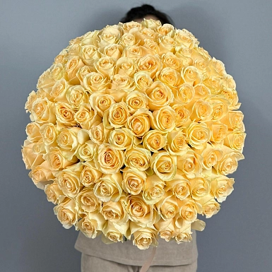 Букет из 101 кремовой розы 70 см "Тянь-Шань" - фото 3