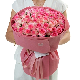 Илюстрация к Букет из 51 нежно-розовой розы 50 см "Тянь-Шань" Букет из 51 нежно-розовой розы 50 см "Тянь-Шань"
