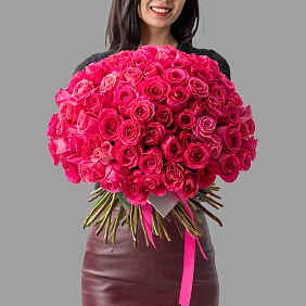 Букет из 101 розовой розы 50 см