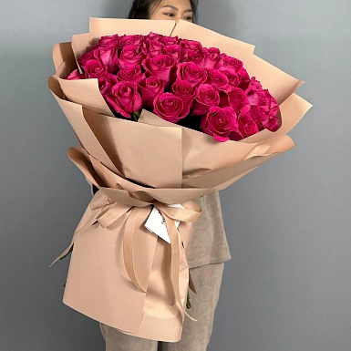 51 розовая роза 70 см - фото 3