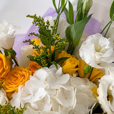 Букет из гортензии "Желтые лучи" - фото 3