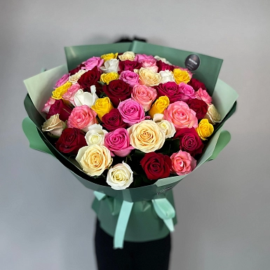 Букет из 51 местной микс розы 50 см - фото 2