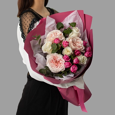 Букет из пионовидных роз "Лапочка" S - фото 2