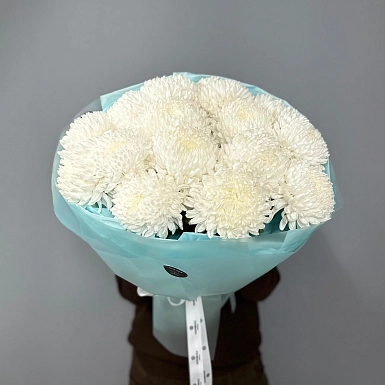 Букет из 15 белых хризантем - фото 3