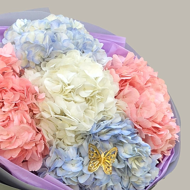 Букет из 5 микс гортензий фото