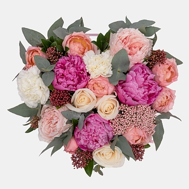 Коробка из гвоздик и пион "Моей избраннице" S - фото 3