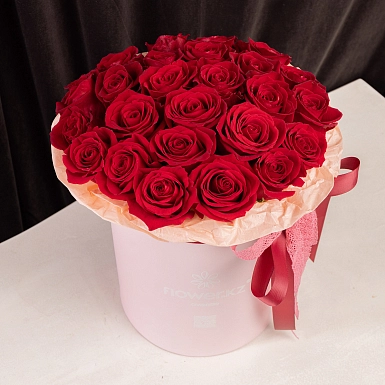 Коробка из 25 красных Голландских роз - фото 2