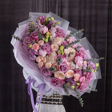 Букет из гортензии и пионов "Виолетта" - фото 3