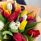 Букет из 25 тюльпанов яркий микс - фото 5