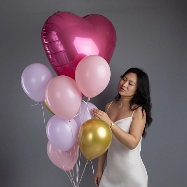 Сет из коробки с розами и воздушных шаров "Розовый микс" - фото 2