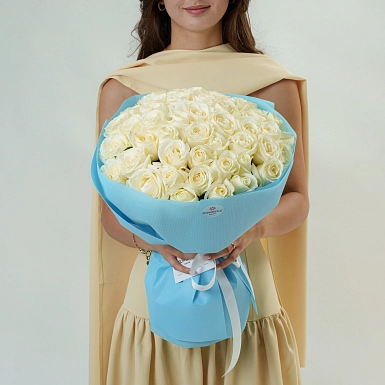 Букет из 51 белой розы 50 см "Тянь-Шань" - фото 3