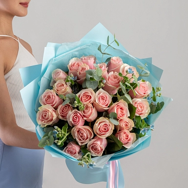 Букет из роз "Pink Mondial" - фото 3