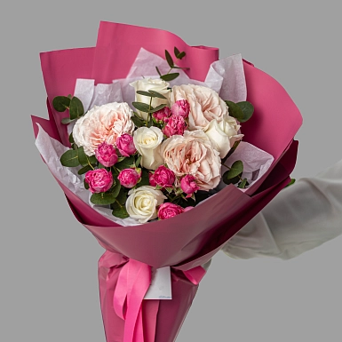 Букет из пионовидных роз "Лапочка" S - фото 5