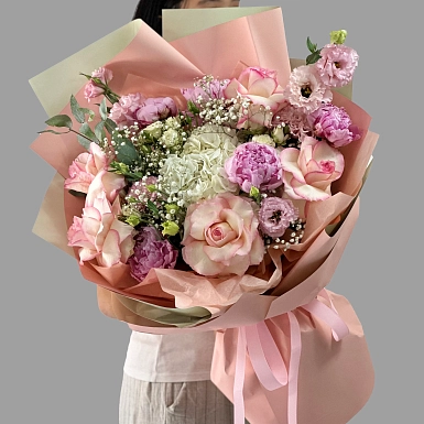 Букет из пионов и гортензии "Elizabeth" - фото 2