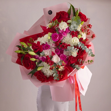 Букет из роз и лизиантусов "Яркое начало" - фото 3