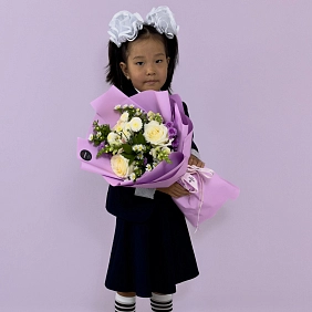 Букет с пионовидными розами "1 сентября"