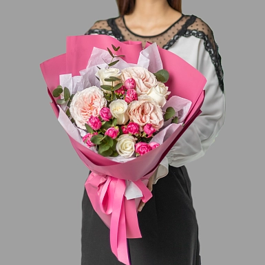 Букет из пионовидных роз "Лапочка" S - фото 1