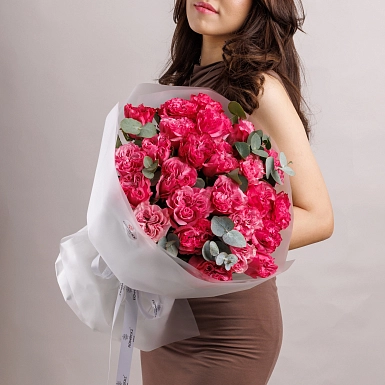 Букет из 25 пионовидных роз Country Blues - фото 2