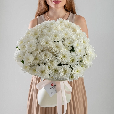 Букет из белых кустовых хризантем "Baltica" S - фото 5