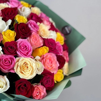 Букет из 51 местной микс розы 50 см - фото 6