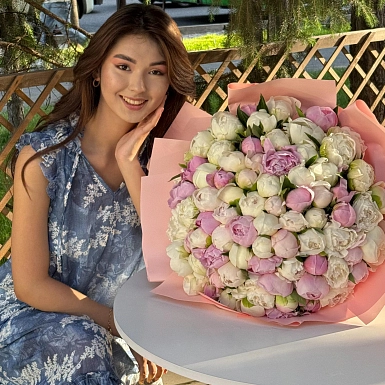 Букет из 101 бело-розового пиона от Скакодуб А.А. - фото 2