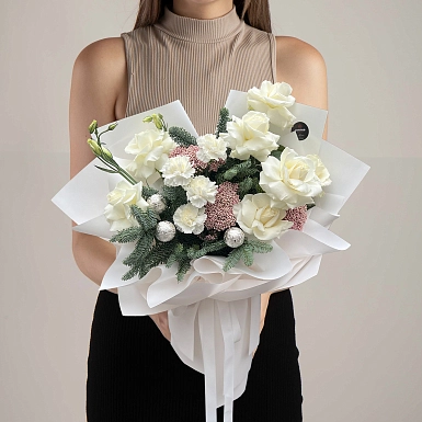 Зимний букет из роз "Метелица" - фото 1