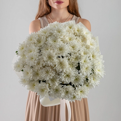 Букет из белых кустовых хризантем "Baltica" S - фото 4