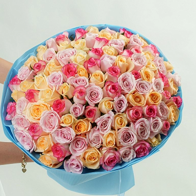 Букет из 101 нежных микс роз 50 см "Тянь-Шань" - фото 3