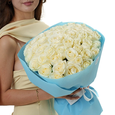 Букет из 51 белой розы 50 см "Тянь-Шань" - фото 2