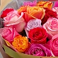 Букет из 25 разноцветных ярких роз 50 см - фото 2