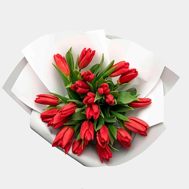 Букет из красных тюльпанов "Strong Love" M - фото 3